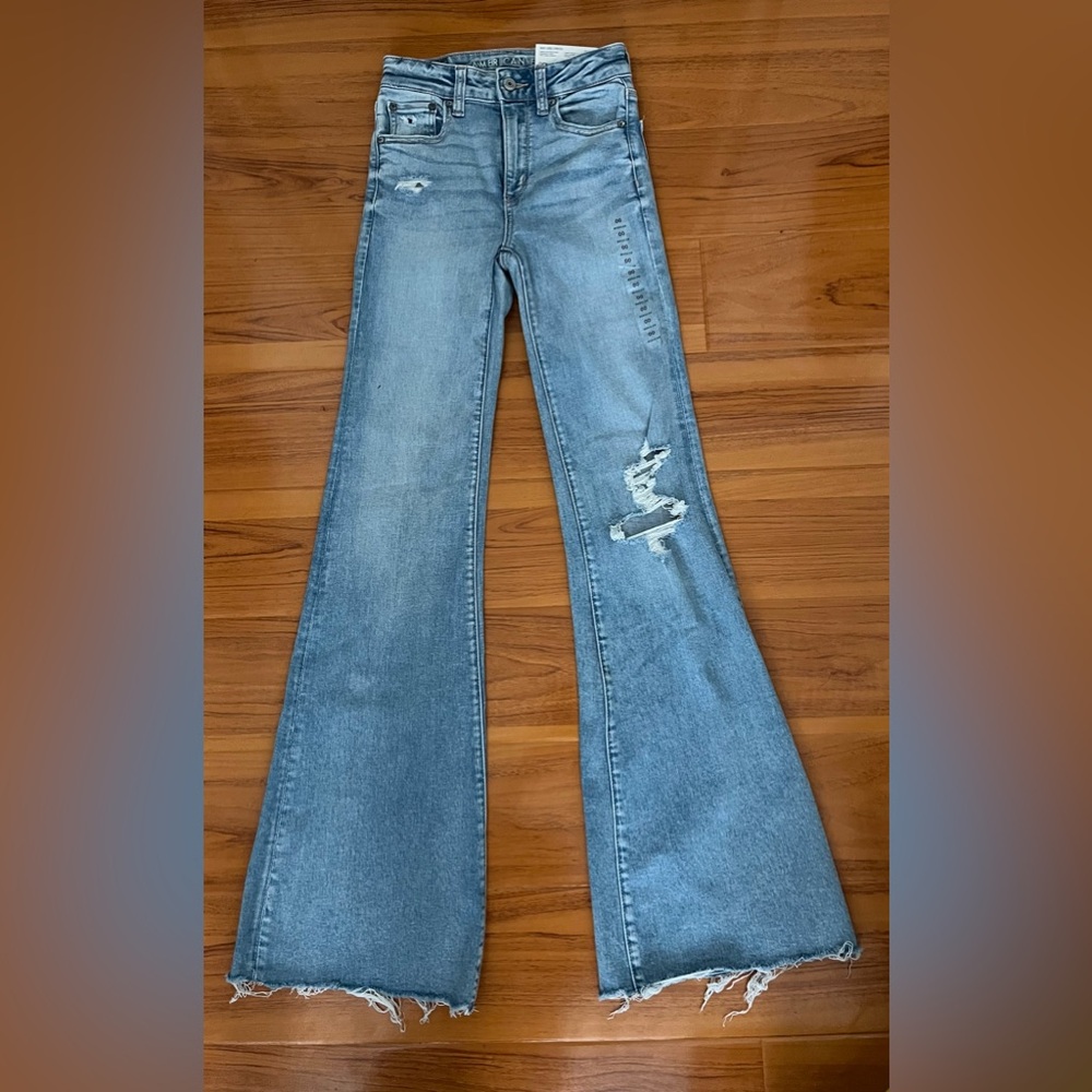 American Eagle Outfitters Blue Flare Wide Leg Jeans